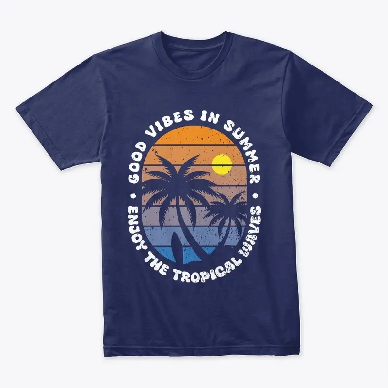 Good vibes in summer retro t-shirt